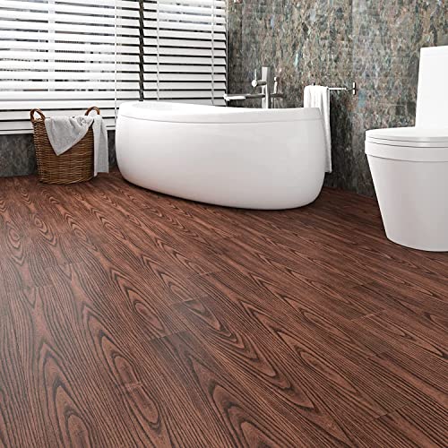 Funstick 6"X36" 15 Pcs Peel And Stick Floor Tile Wood Planks Waterproof Laminate Flooring Red Brown Wood Vinyl Flooring Planks Peel And Stick Flooring For Bathroom Floor Tile Bedroom Walls Rv Laundry #TOP2