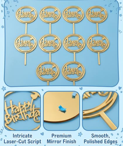 Image of 10pcs Cake Toppers For Cake Decoration, Happy Birthday Cake Topper For Party Supplies, Cake Decorating Items Toppers For Birthday Celebration, Modern Birthday Decoration For Kids, Adults