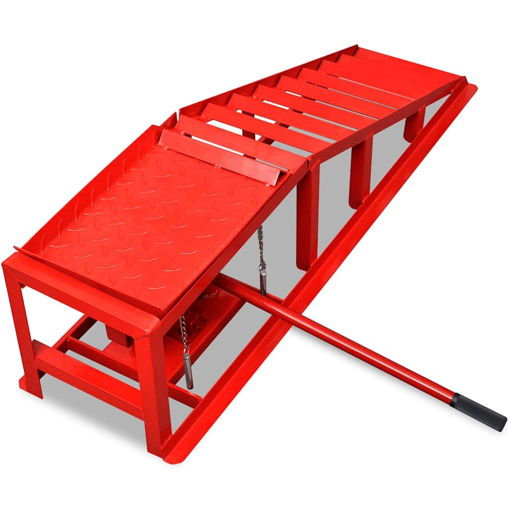 Auffahrrampen 2 Stk Rot Stahl mit 2 Tonnen 115x32x31 cm Hubhöhe 37,5 cm für Werkstattbedarf KFZ Auto LKW Reparatur Wartung Montage