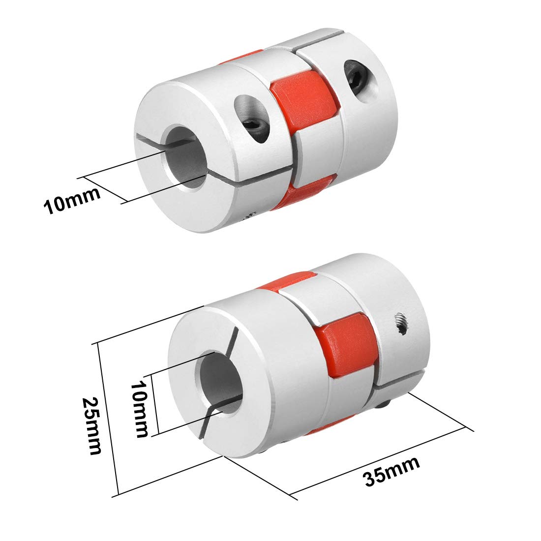 uxcell - Giunto flessibile per albero da 10 mm a 10 mm, foro L35 x D25, 2 pezzi