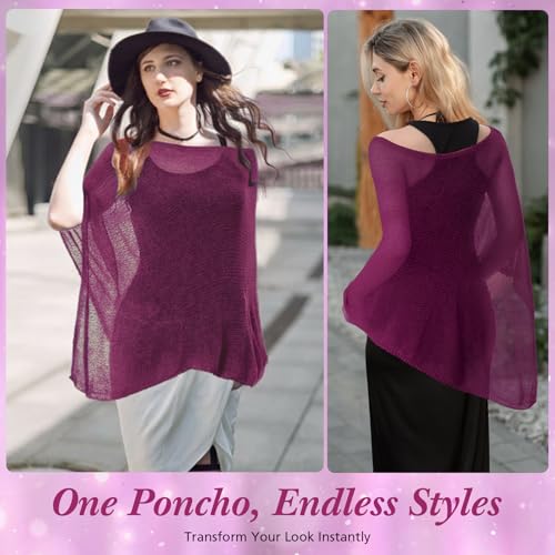 Image of Women Sheer Poncho Shrug Summer Sheer Blouse Top Lightweight Poncho Bolero for Evening Dress
