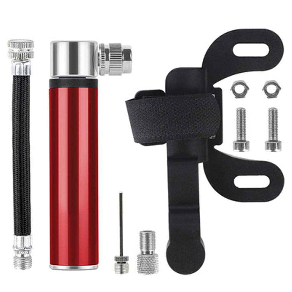 VOANZO High-pressure Bicycle Pull Pump, Mini Portable Cycling Pump Inflatable Road Mountain Bicycle Folding Bike (Red)