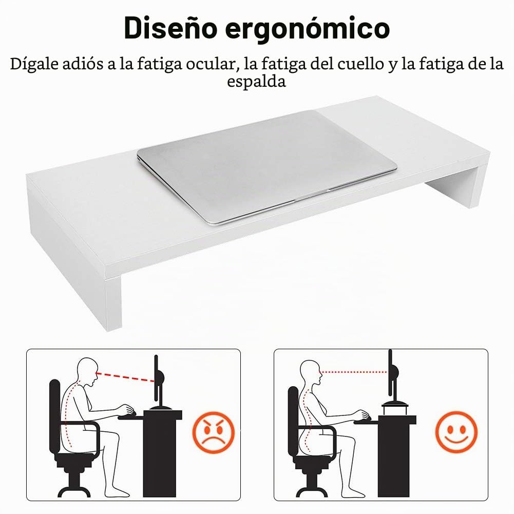 Soporte para Monitor de Madera, Soporte Monitor Mesa Elevador Monitor 50 x 20 x 7,7 cm Violeta Claro
