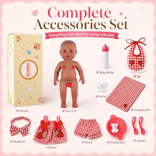 Set muñecas bebé negras 15 pulg. vinilo realista miniatura 7