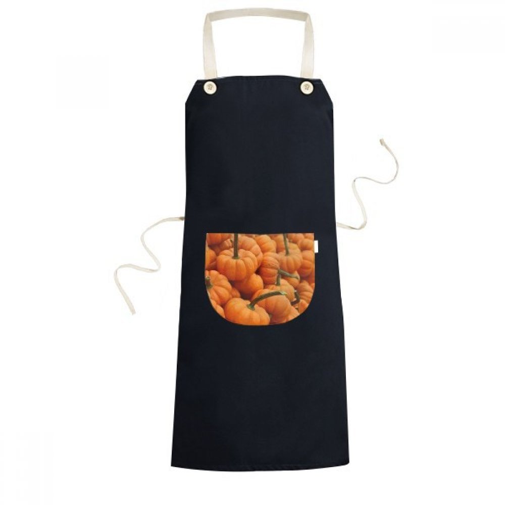 Tablier de cuisine citrouille fraîche bavoir noir anti-taches 70x67cm avec poche