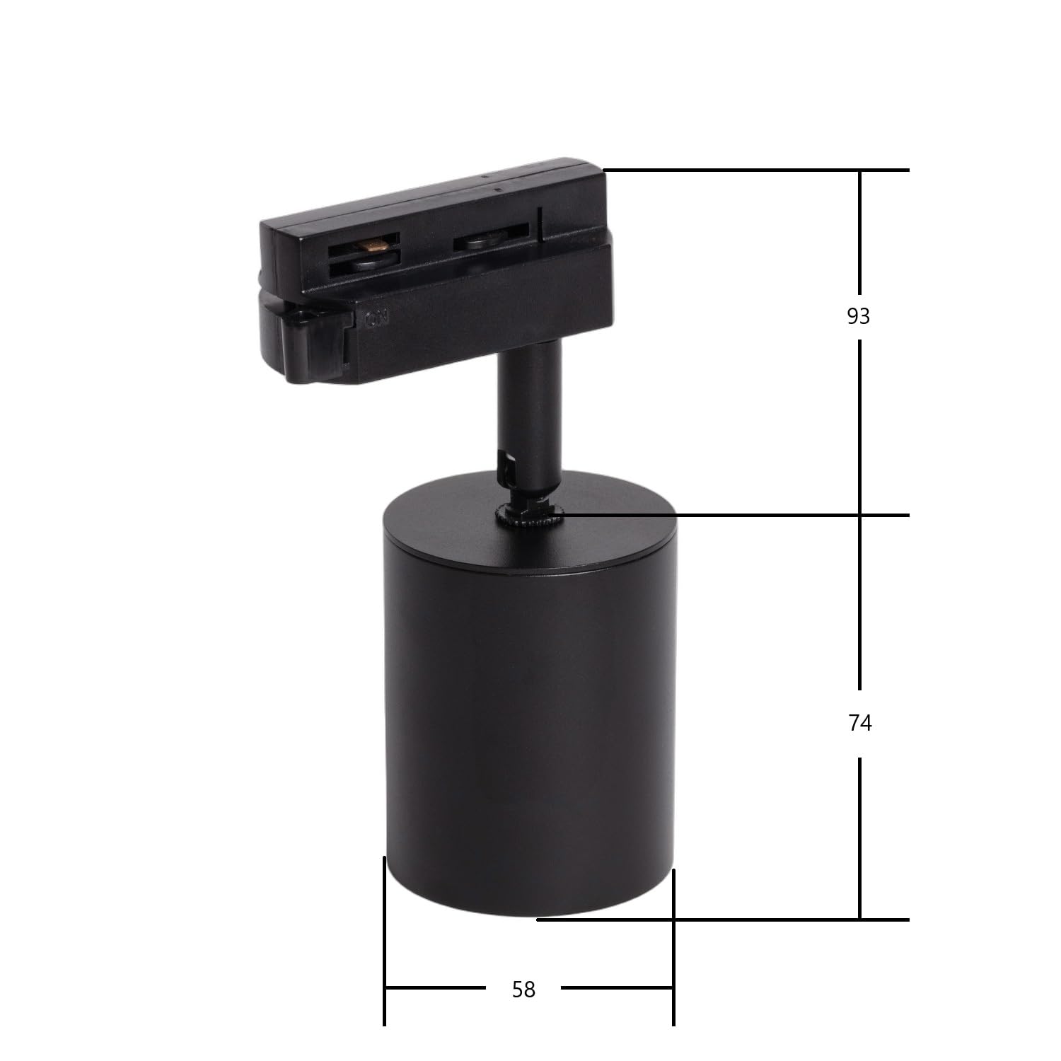 Spot LED sur Rail Monophasé 10W Mallet Dimmable Noir 3000K Blanc chaud