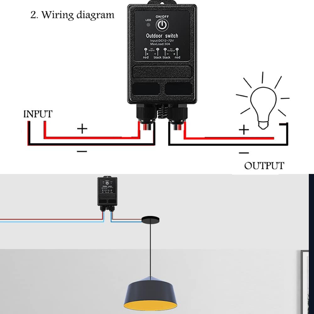 Wireless Remote Control Switch,4900FT Long Distance,DC12V/24V/48V/72V 30A Relay Remote Switch,Wireless Relay Switch for Pump,Motor,Lights,Agricultural Machinery(1500M Switch 12V)