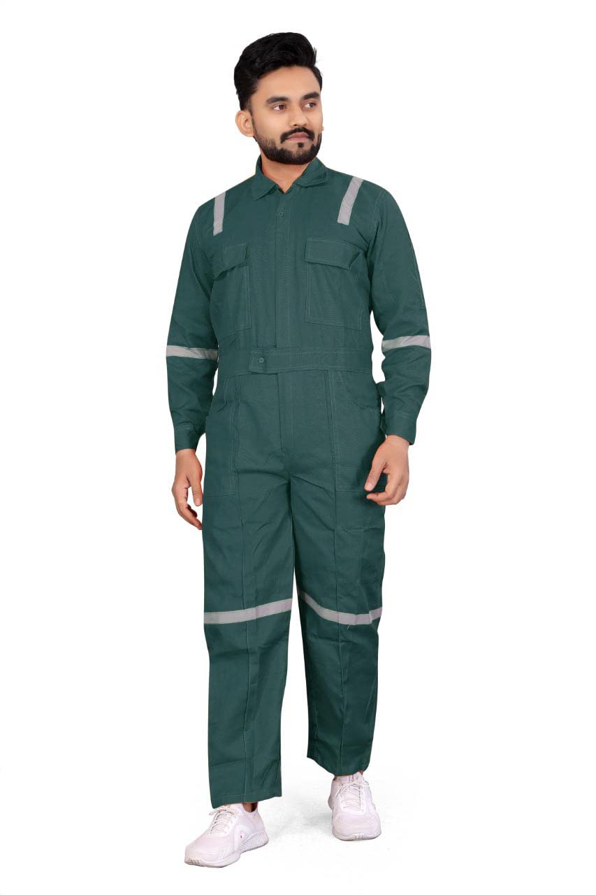 AREEVANZ Men's Polycotton Industrial Work WEAR Industrial Coverall Boiler Suit with Reflective Tape