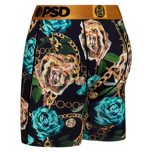 PSD Men's Boxer Briefs - Rose & Chains Teal, 7 Inch Inseam, Moisture-Wicking, 4-Way Stretch, Boxer Briefs for Men, 2X-Large3
