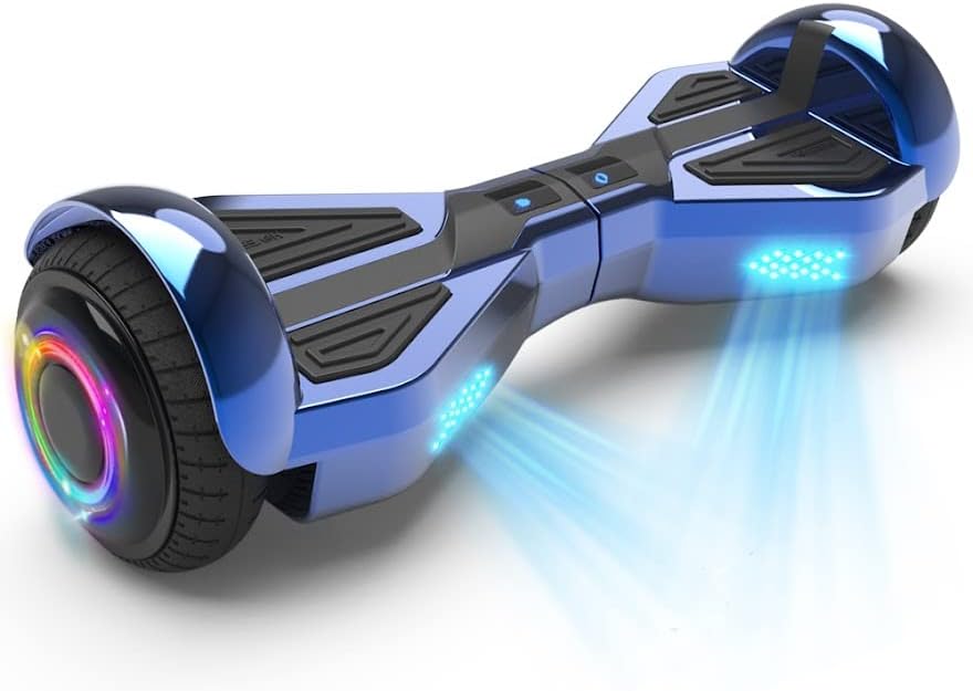 HOVERSTAR All-New HS2.0 Hoverboard All-Terrain Two-Wheel Self Balancing Flash Wheel Electric Scooter with Wireless Bluetooth Speaker Chrome Blue