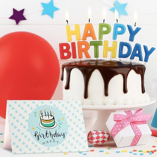 Zyluniy 24 Stück Geburtstagskarten Set mit Umschlag, Geburtstagskarte Klappkarten Grußkarten Geburtstag Glückwunschkarte Set Birthday Card mit Briefumschläge Postkarten für Geburtstag Freunde Familie