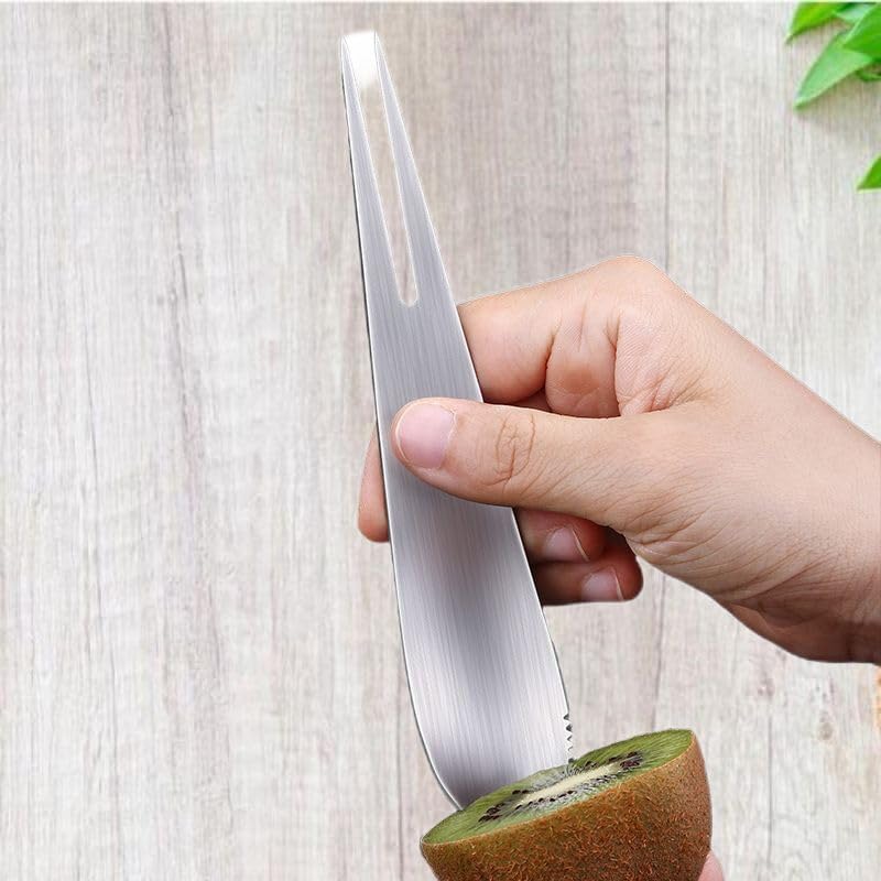 不锈钢刮泥勺餐具双头刮水果泥勺子 Stainless Steel Long handled soup spoons，Spoons,Meal spoon 刮果泥神器水果 Household Cleaning，Kitchen Storage Essentials