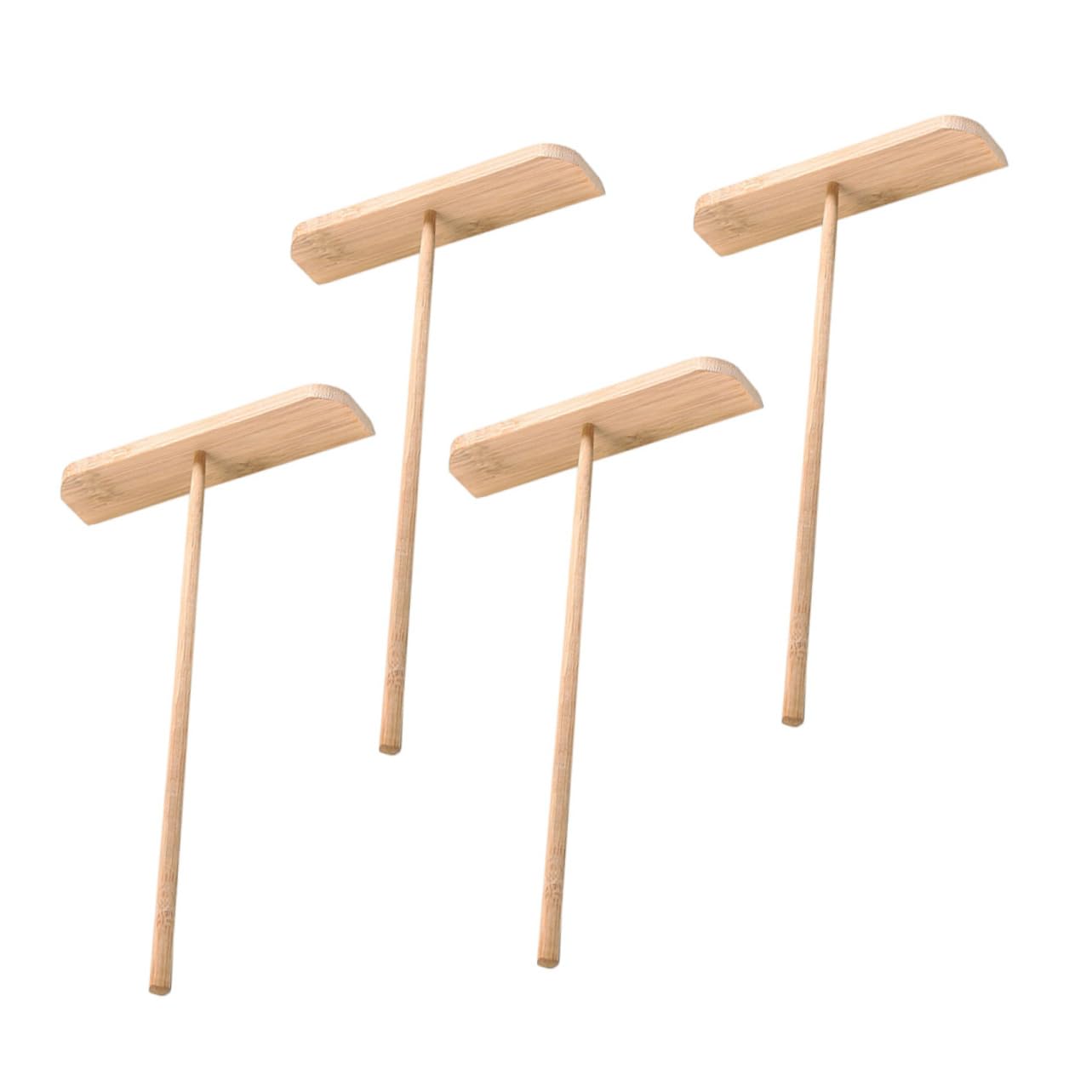 VINTORKY 4-piece Crepe Rake Spreader Set Wooden Pancake Scraper for Easy Batter Spreading