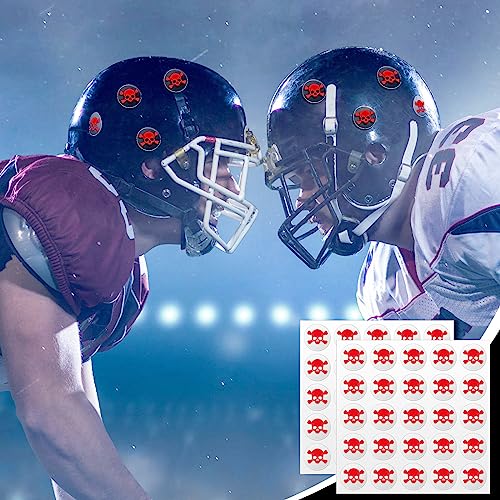 Image of Leinuosen Helmet Stickers Football Baseball Helmet Decals 1-1 /8 Inch Vinyl Sports Football Decals Self Adhesive Hockey Stickers for Hockey, Lacrosse, Batting(Clear Print Red,Skull)