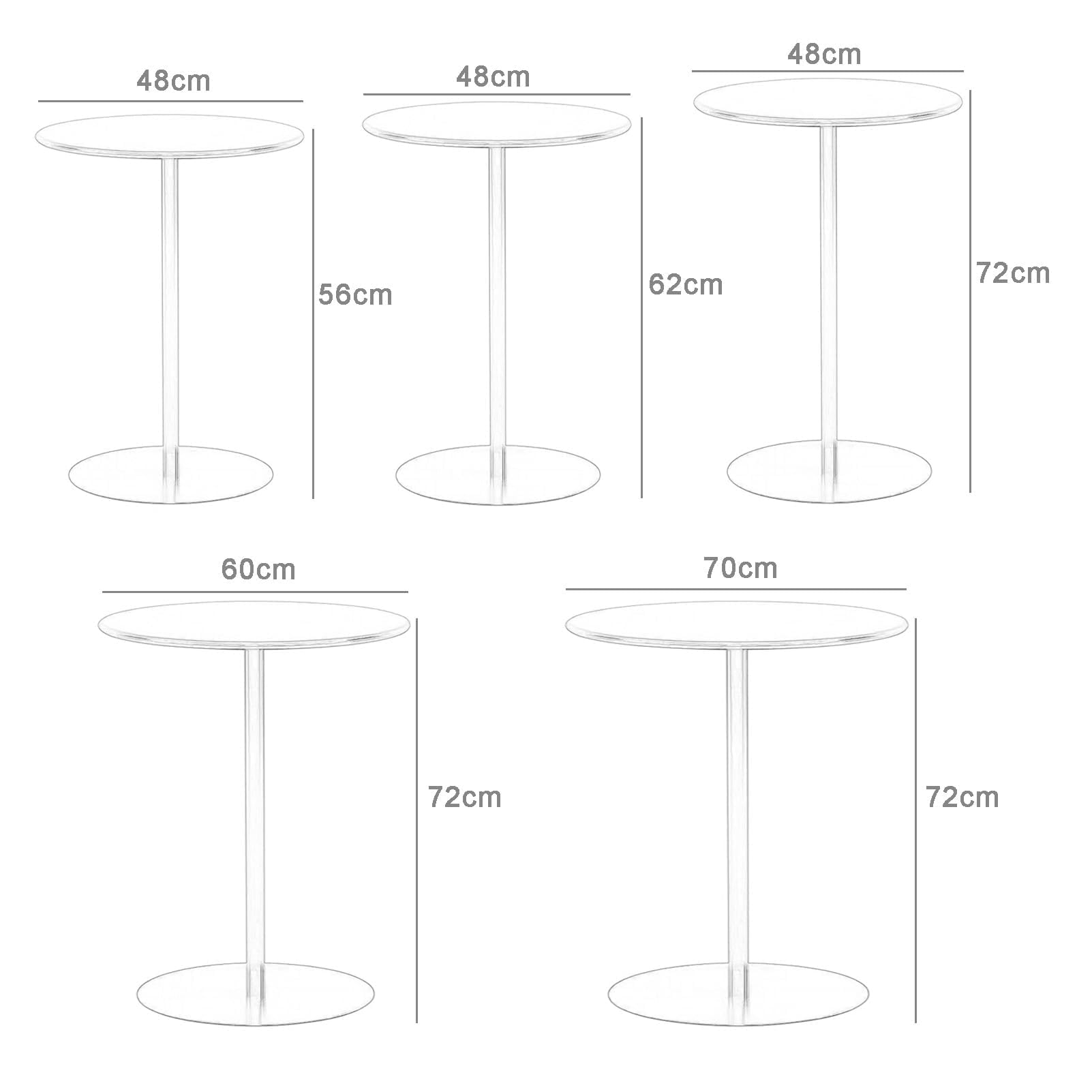 Table de bar ronde avec base en métal robuste – Table de pub moderne pour cuisine, salle à manger, bistrot et cocktails