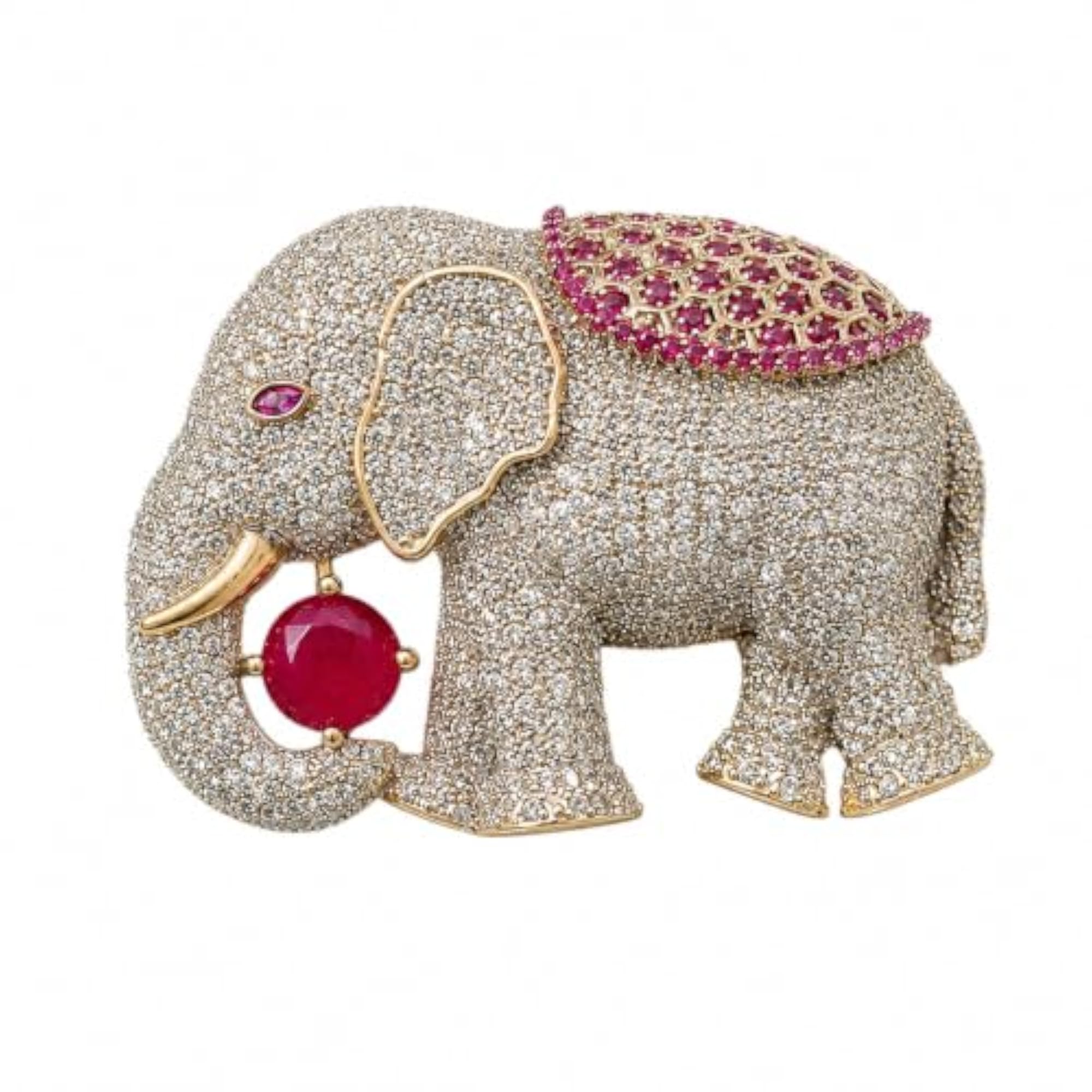 Royal Crystal Elephant Brooch, Elegant Design