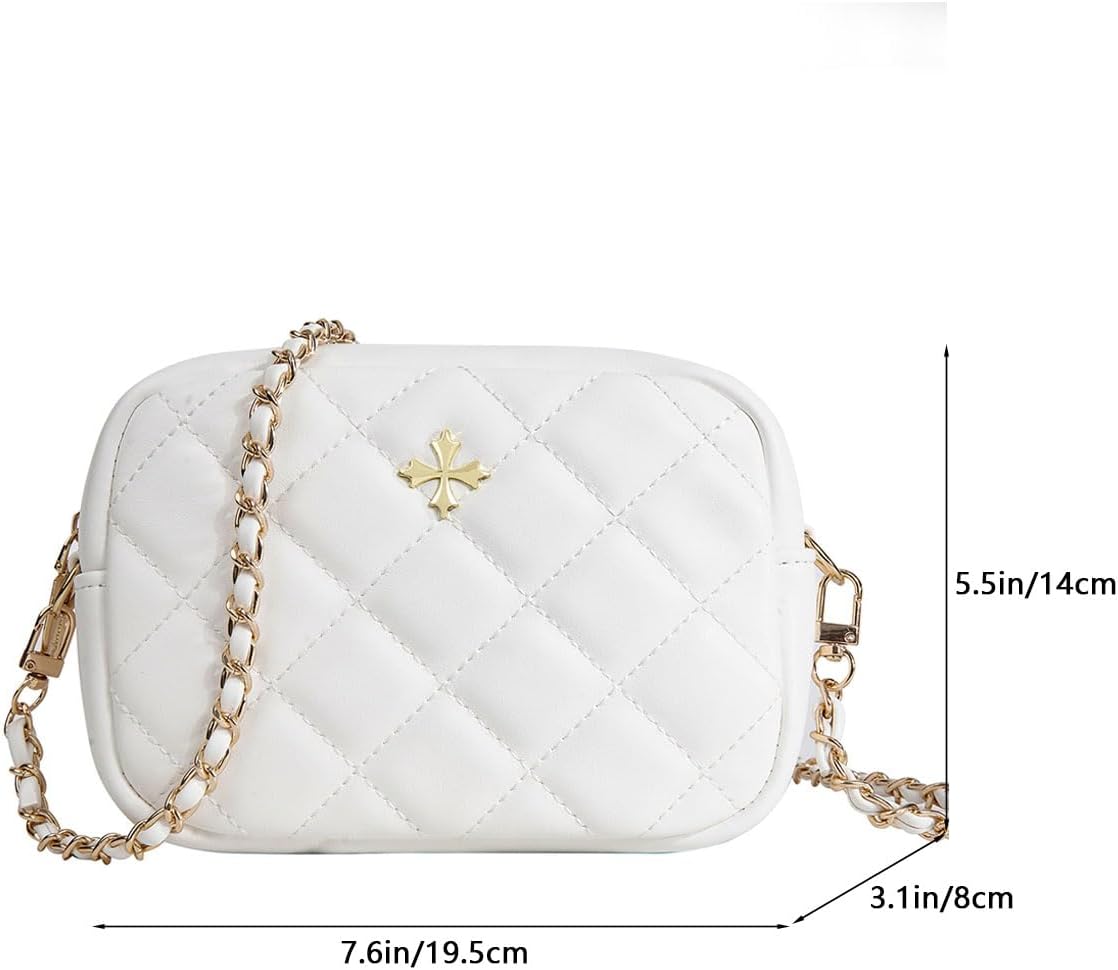 Small Crossbody Bags for Women Cute PU Leather Purses and Shoulder bags Camera Bag with Gold Chain Strap
