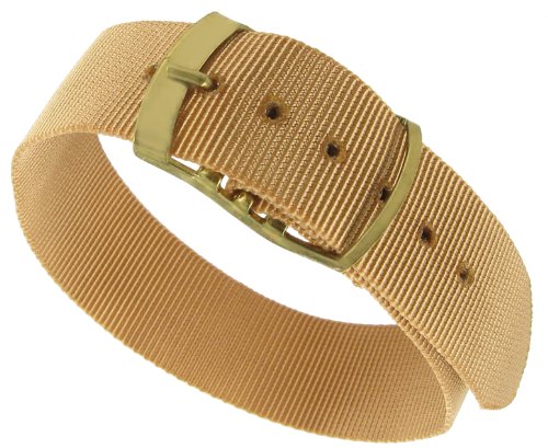 Milano 18mm Slide Through Sports Wrap Nylon Textile Tan Watch Band Strap Style 3