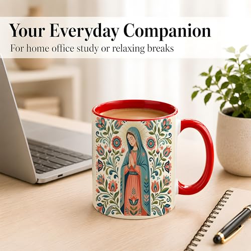 Taza Cerámica Virgen María 11oz Mango Rojo miniatura 5