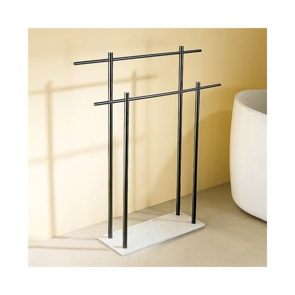 towel rail Floor-standing Marble Towel Rack Hotel Bathroom Vertical Storage Toilet Bar(Gray+White)