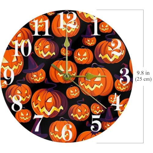 Horloge murale citrouille Halloween ronde suspendue à pile - 7
