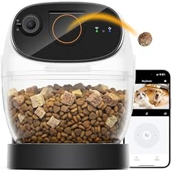 2026 3K Pet Camera Treat Dispenser, 32ft Remote Tossing for Dogs & Cats – Reduces Separation Anxiety, 360° View, Security Indoor Cam w/ Phone App, Barking Alerts, No Subscription, 5G WiFi, Robot M3
