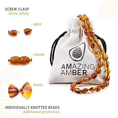 Amber Necklace - 100% Authentic Amber (Rich Honey, 13.5 inches), Certified Amber Necklace with Safety Clasp and Knotted Beads2