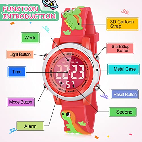 Kids Watches with Waterproof Alarm - Dinosaur Gifts for Boys Girls Age 3-102