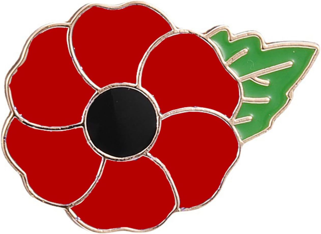 Red Satin Poppy Brooch Pin Remembrance Day Jewerly Gift Memorial Gifts Flower Pin for Women Men Veterans Gifts Enamel Lapel Pin Poppy Brooch Pins for Memorial Day Present