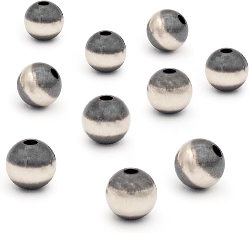 Miniatura 4 de JewelrySupply Cuentas redondas de plata de ley Navajo Pearl de 0.157 in (paquete de 10 cuentas)