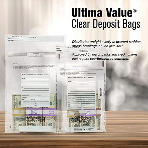 BankSupplies Ultima Value Clear Deposit Bags | 9W x 12H | Pack of 1000 | Transit, Transfer, Valuables | Tamper Evident Tape | Captive Flap Closure | Security Deposit Bag - Thumbnail 3