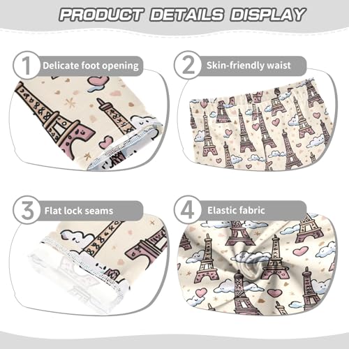 Cartoon Eifel Tower A Girls Leggings Athletic Pants Tights Stretch Bottom3