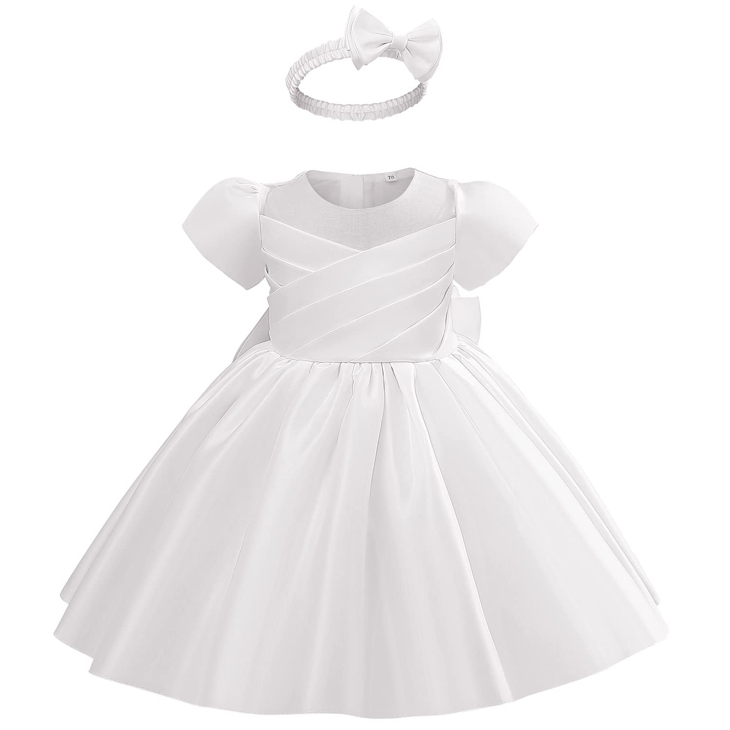 AGQT Vestido Formal para niñas pequeñas Vestido de Fiesta de cumpleaños para niñas Vestido de Bautizo Sin Mangas Lentejuelas Bowknot Vestido de Noche Formal Tamaño 6 Meses -5 años