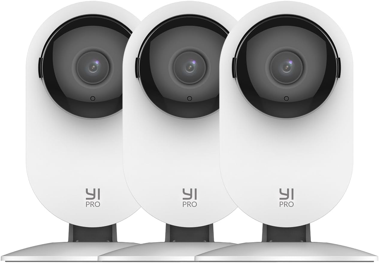 YI Pro 2K Camara Vigilancia Bebe, Camara WiFi Interior 2.4GHz, Cámara Vigilancia Mascotas, Visión Nocturna, Detector de Movimiento, Notificaciones Push, SD y Nube, Compatible Alexa & Google, 3 Piezas