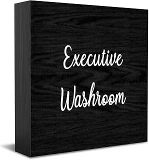 Executive Washroom New Home Decor Rustic Gift Ideas Wood Sign Desk Shelf Farmhouse Room Decorations 7x7 Inch