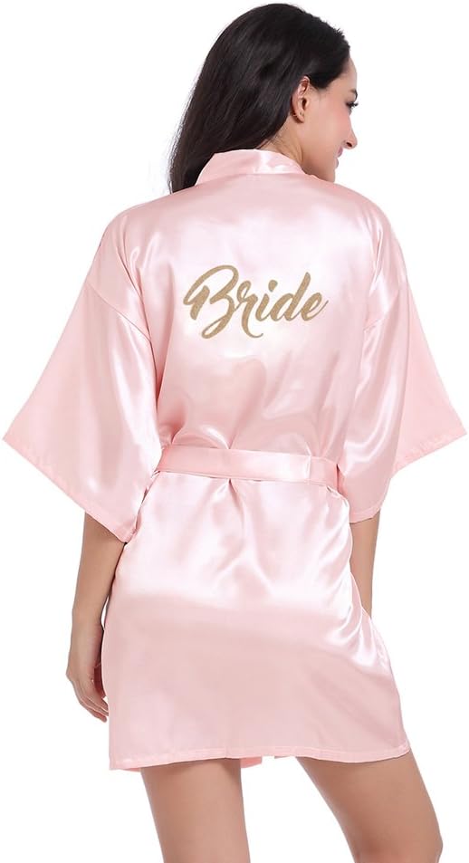 Elountik Satin Kimono Wedding Party Getting Ready Robe Bride Robe Bridal Kimono Bridesmaid Proposal Gifts