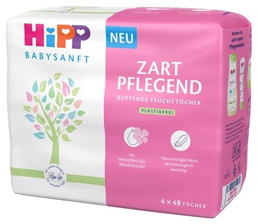 HiPP Babysanft Feuchttücher, Zart Pflegend, 4 x 48 Stück