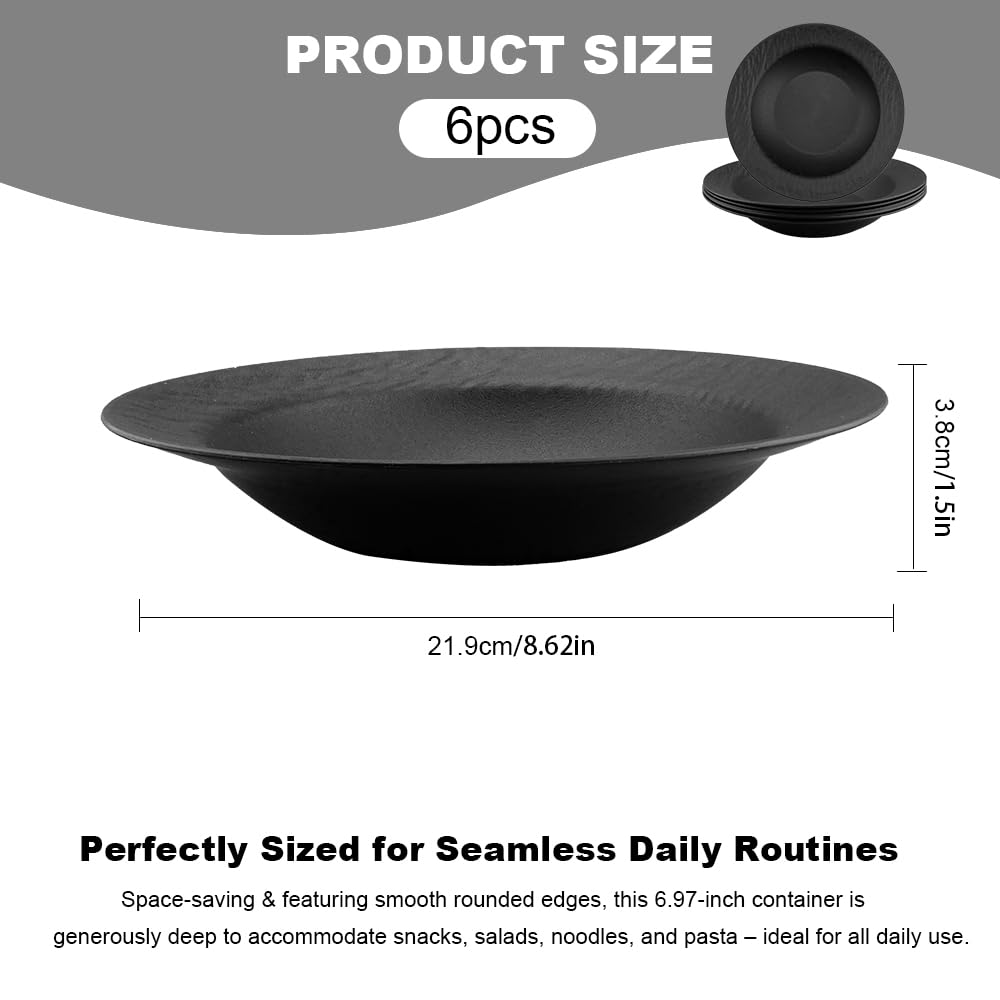 Set Di 6 Piatti Fondi In Vetro Opale Nero Vilde – 21,5 Cm, 400 Ml, Resistenti A Microonde E Lavastoviglie