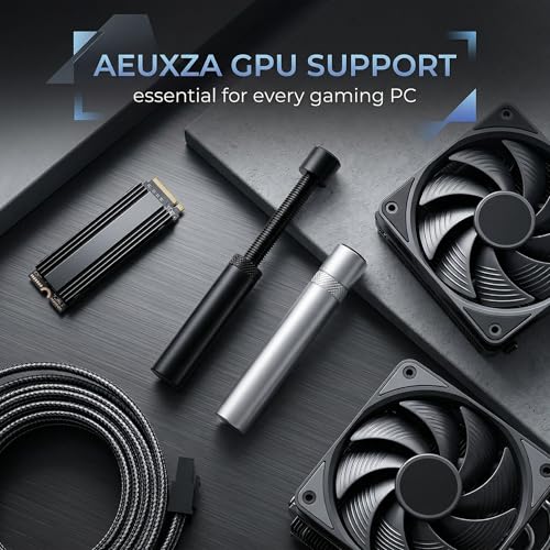 2 Pezzi Supporto GPU (Nero+Argento) Regolabile in Altezza 72-120mm in Alluminio Supporto Scheda Video Anti-Sag Magnetico per Gaming PC GPU Holder - Scheda video - Immagine 5