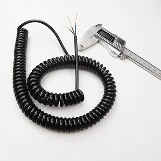 Electric Wire Black Spring Cable 3 Core 22AWG Stretch 1 Meter to 15 Meters Telescopic(Stretch 2 Meter)
