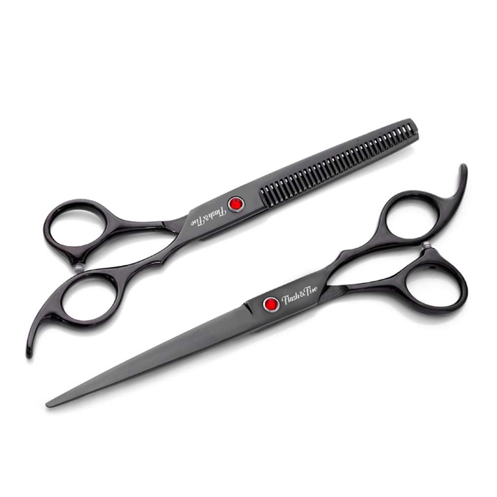 Kit forbici per toelettatura animali domestici da 7,0 pollici, forbici professionali per toelettatura cani da compagnia 5 pezzi, strumenti per taglio di capelli in acciaio inossidabile, per salone, ba