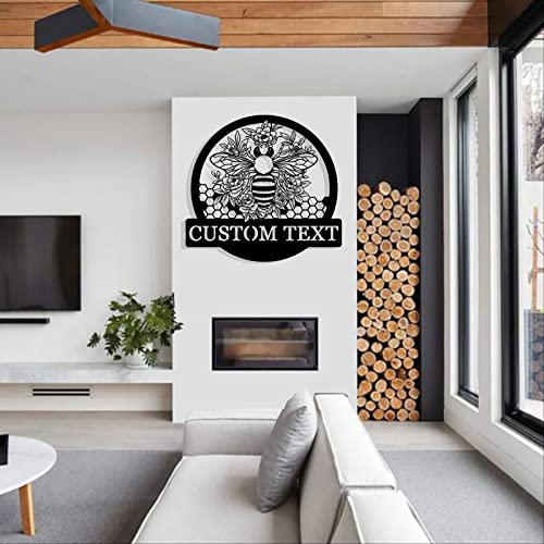 Goodqueen Bee Honey Personalized Metal Wall Art, Custom Honeycombs Metal Sign, Bee Flower Home Wall Decor, Honey Bee Metal Signs For Garden Farm, Custom Gifts For Farmer 8Inch #TOP5