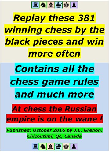 Replay these 381 winning chess by the black pieces and more often: Contains all the chess game rules and much more