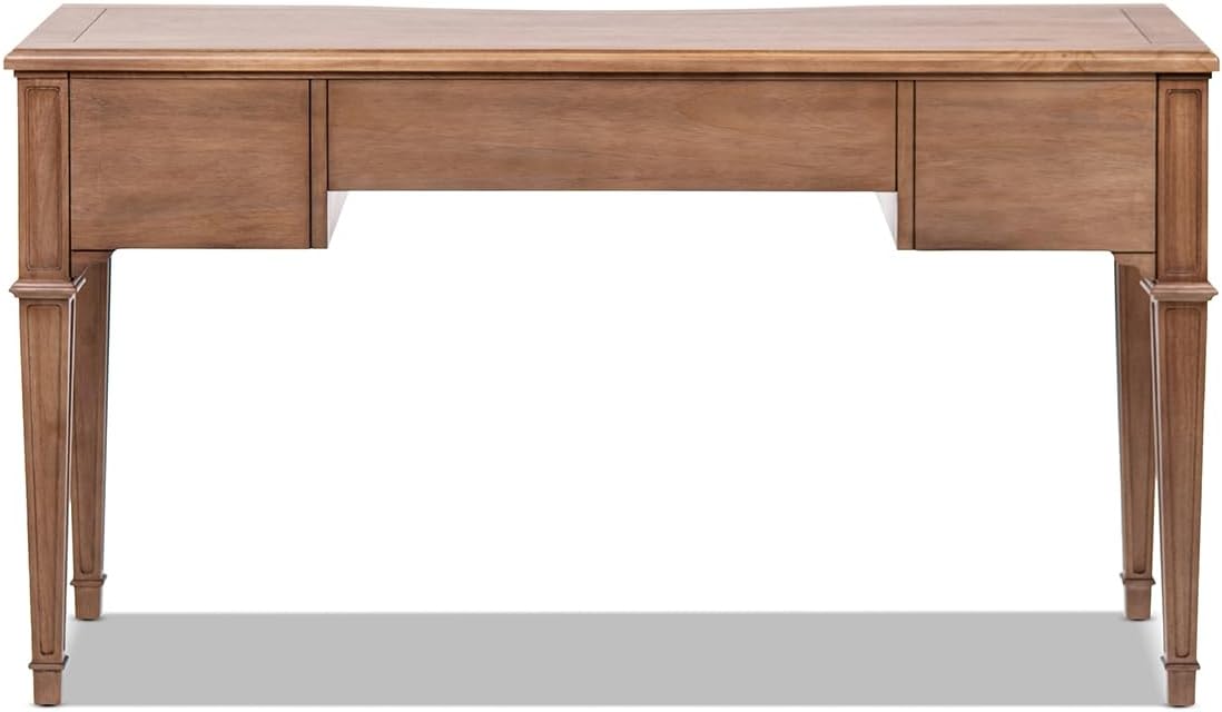 Jennifer Taylor Home JTH Luxe Dauphin 55" 3-Drawer Wood Executive Desk, Natural Brown Wood