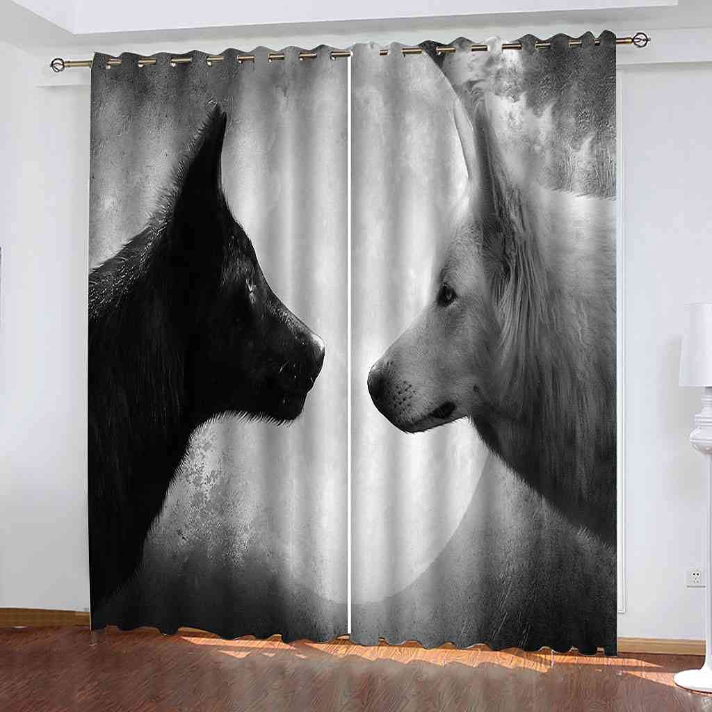 Rideaux de fenêtre loup en tissu solide et lourd décoration haut de gamme 264x160 cm