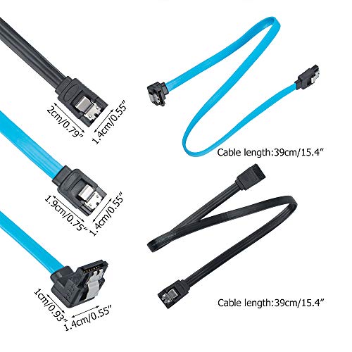 Set Of 6, Sata Power Splitter Cord And Sata Iii Cable 6.0 Gbps, Findtop Straight And 90 Degree Sata 3.0 Cable, Sata 15 Pin Male To 2Xsata 15 Pin Power Splitter Cable #TOP6