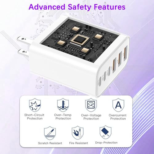 Image of USB C Charger Block,65W iPhone Charger Fast Charging,6-Port USBC Charging Block,Multiport Type C PD+QC Power Plug Wall Charger for All iPhone 17 16 15 iPad Samsung S26 S25 iWatch Pixel Series