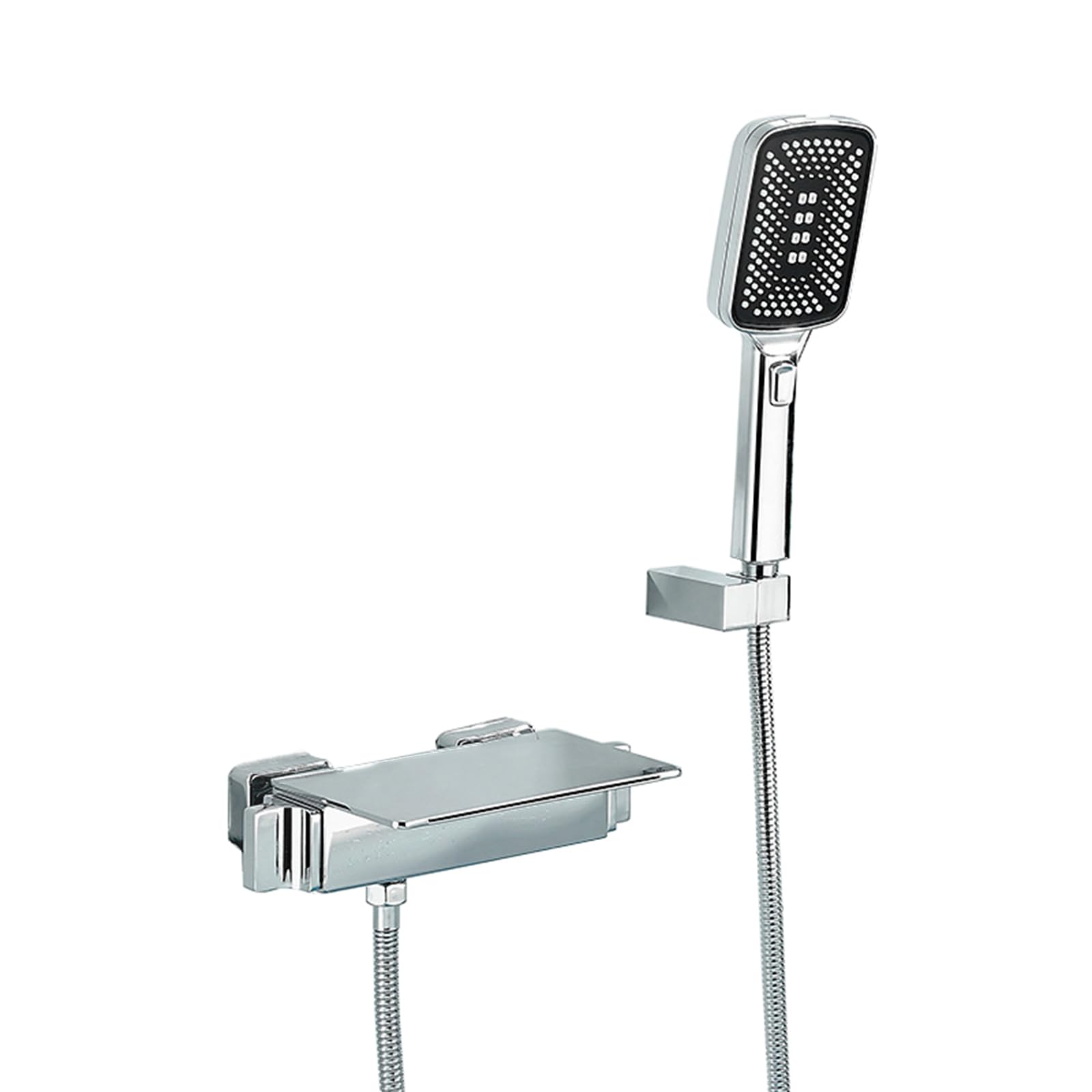 Robinet mitigeur mural noir pour bain cascade moderne en famille