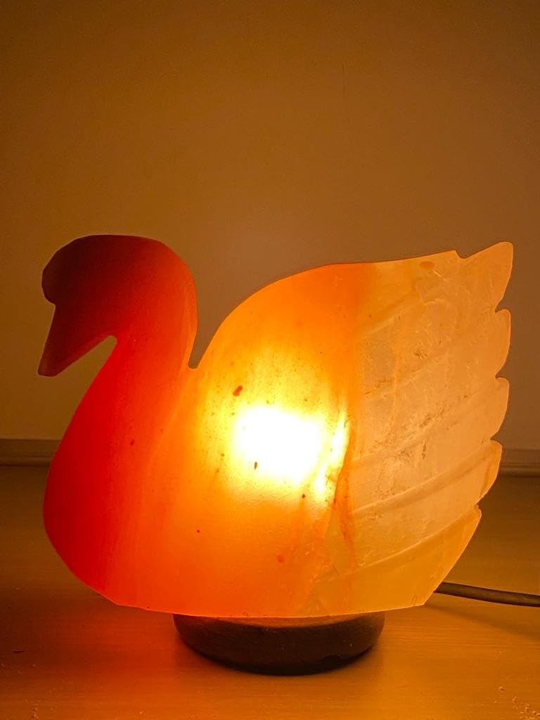 Elkoza Duck Handcrafted Salt Lamp Handmade Wood Silhouette Natural Healing IONES Therapeutic 100% Pure Himalayan Pink Crystal Salt Lamp Fine Quality