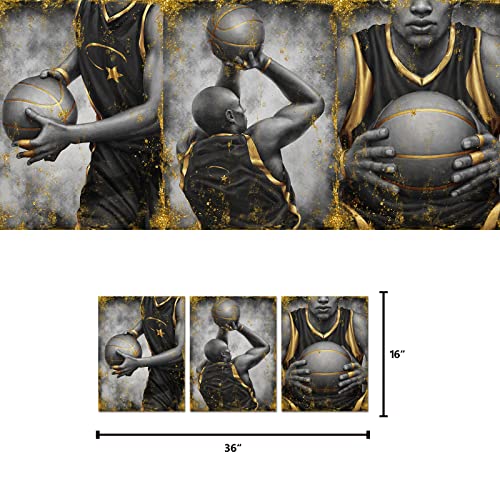 Welmeco Basketball Poster Canvas Prints For Boys Bedroom Wall Decor Vintage Black White Gold Basketball Player African American Picture Framed Ready To Hang Sports Themed Painting Artwork For School Classroom Teens Room #TOP4